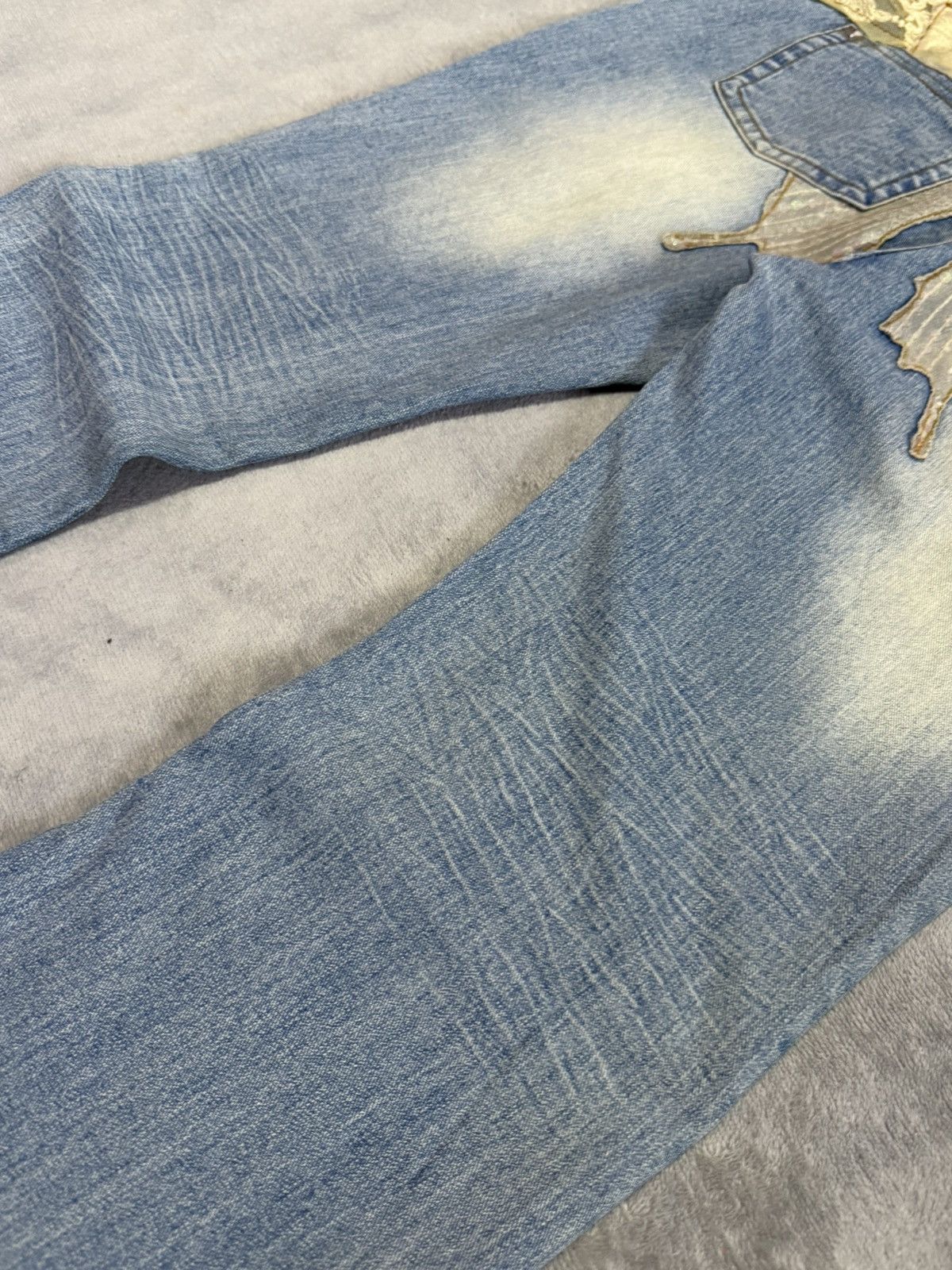 Japanese Brand × Vintage Embellished Butterfly Studded Rhinestone Flared Jeans Size 29" - 11 Thumbnail