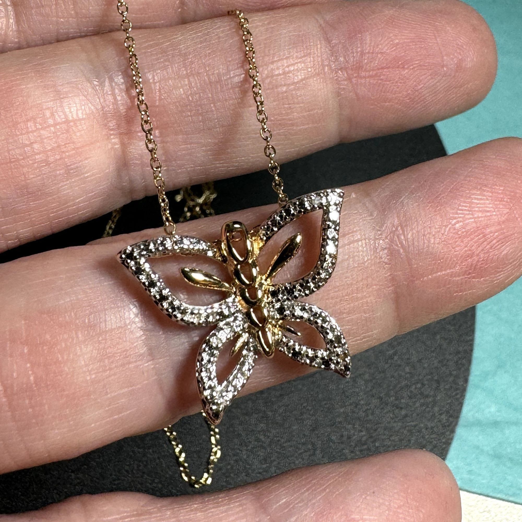 Vintage Gold Over Sterling Silver 925 Italy Butterfly Pendant Cubic Size ONE SIZE - 3 Thumbnail