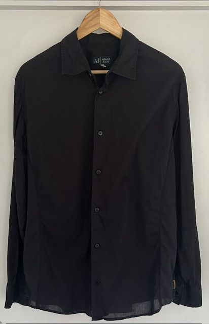 Armani Vintage Armani Jeans Black Cotton Button-Up Shirt XL Size US XL / EU 56 / 4 - 1 Thumbnail