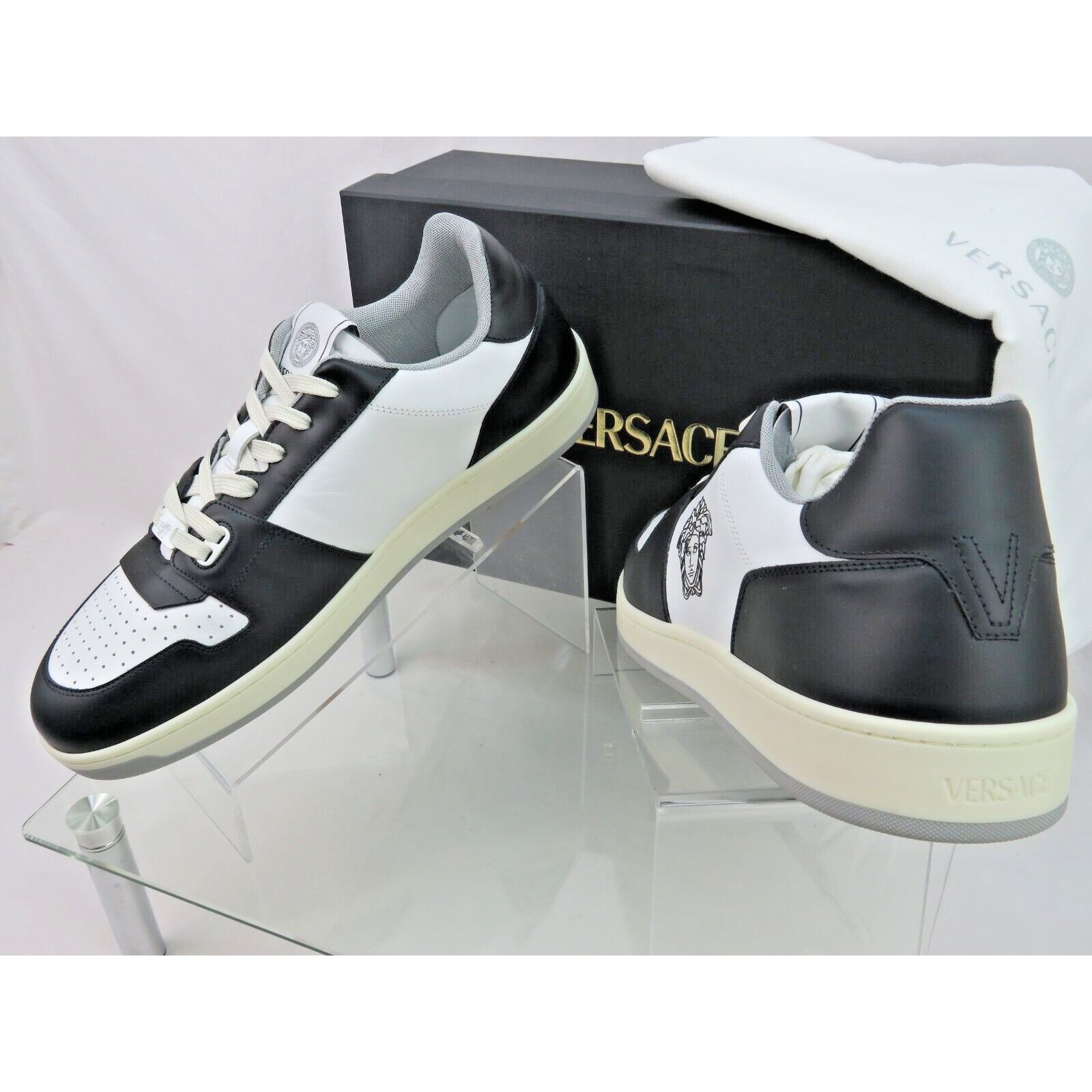 Versace VERSACE BLACK WHITE LEATHER MEDUSA SNEAKERS US 12.5 45.5 IT Size US 12.5 / EU 45-46 - 3 Thumbnail