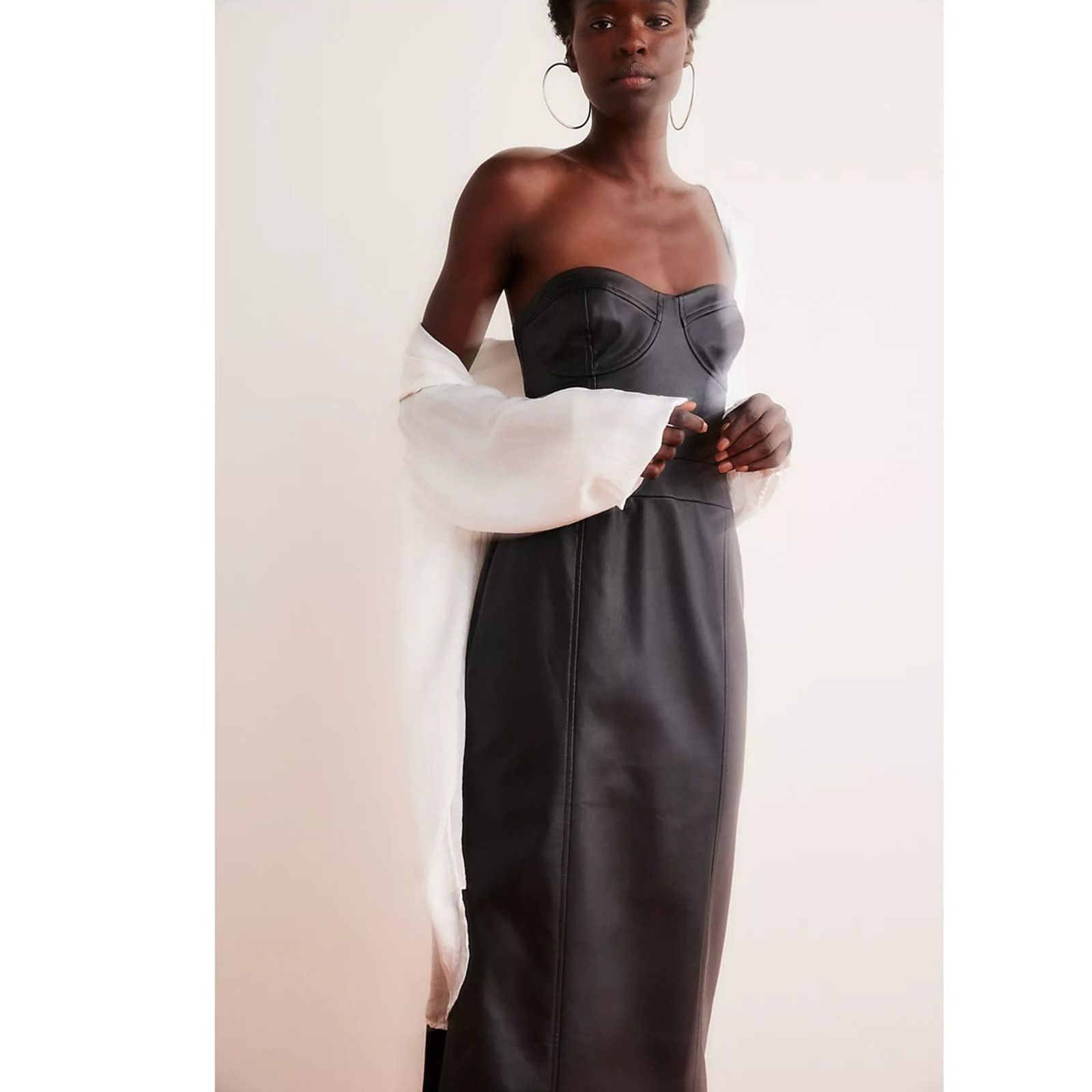 Free People New Free People Mira Dress FAUX LEATHER MIDI $168 SIZE 0 Size XS / US 0-2 / IT 36-38 - 4 Thumbnail