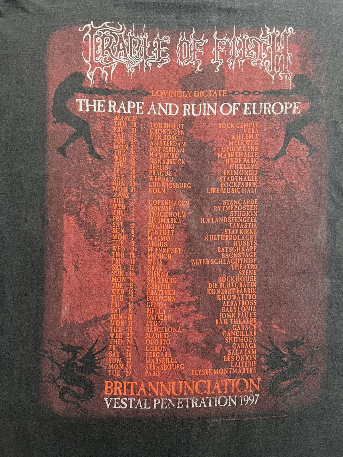 Vintage Vintage Cradle Of Filth Tour 1997’s T-Shirt Size US XL / EU 56 / 4 - 14 Thumbnail
