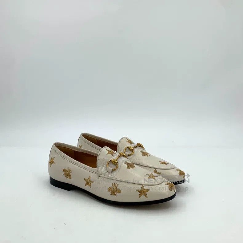 Gucci Gucci Beige five-pointed star bee embroidered horse buckle Size US 4.5 / IT 34.5 - 2 Thumbnail