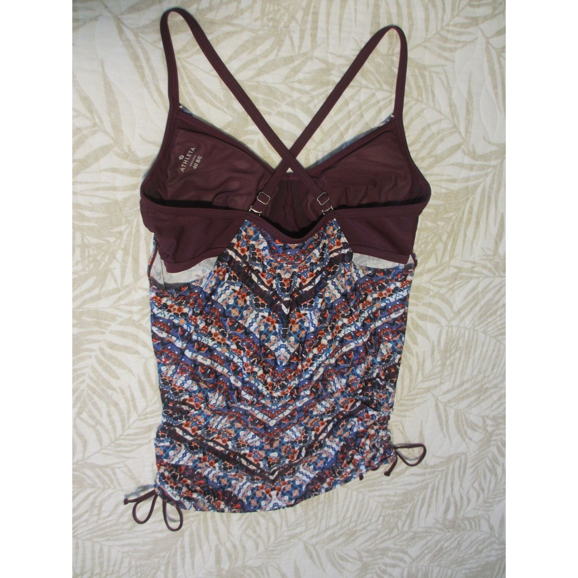 Athleta ATHLETA MARRAKESH TWISTER PRINT MAROON TANKINI 40 B/C Size XXL / US 16-18 / IT 52-54 - 2 Thumbnail