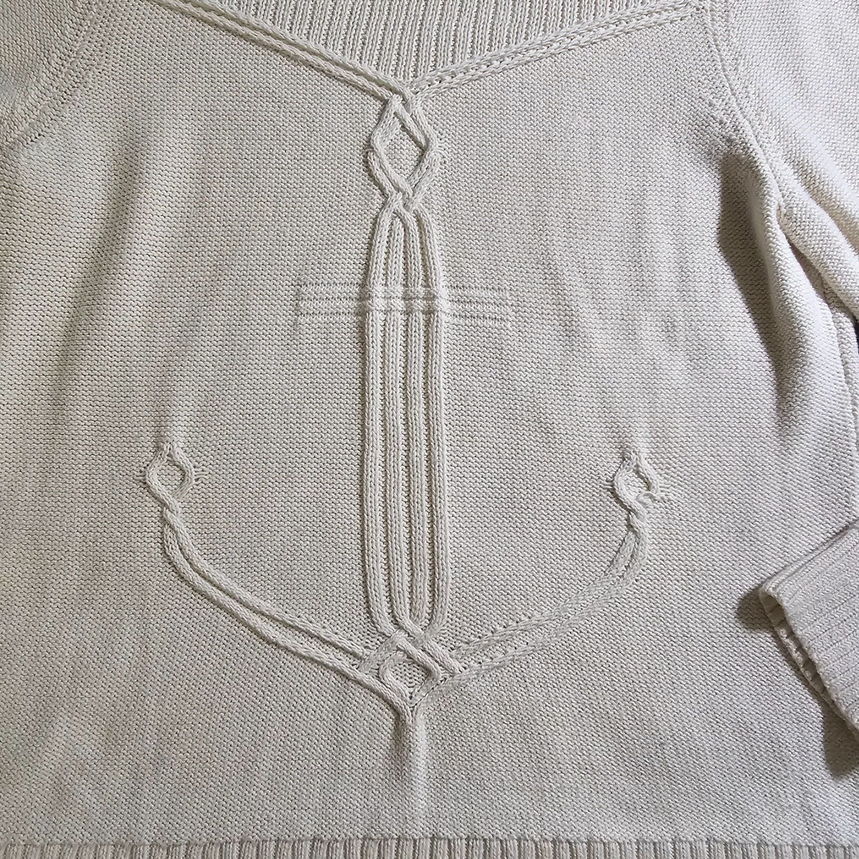Talbots Talbots Sweater Womens Large Beige Fishermans Nautical Long Sleeve Anchor Casual Round Neck Knit Pullover Shirt 100% Cotton Size L / US 10 / IT 46 - 4 Thumbnail