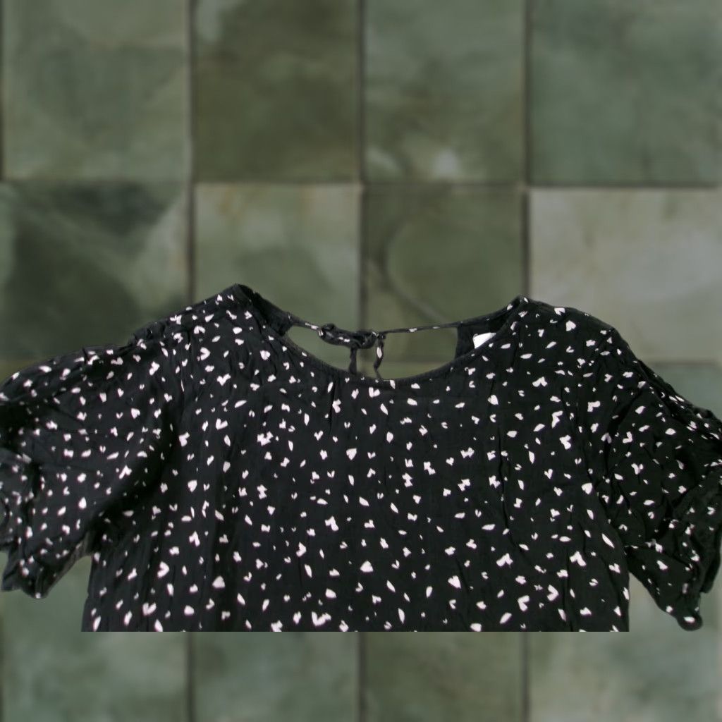 Anthropologie VINTAGE Cloth & Stone Dress Womens PXS Black White Print Tie Back Keyhole Size XS / US 0-2 / IT 36-38 - 1 Thumbnail