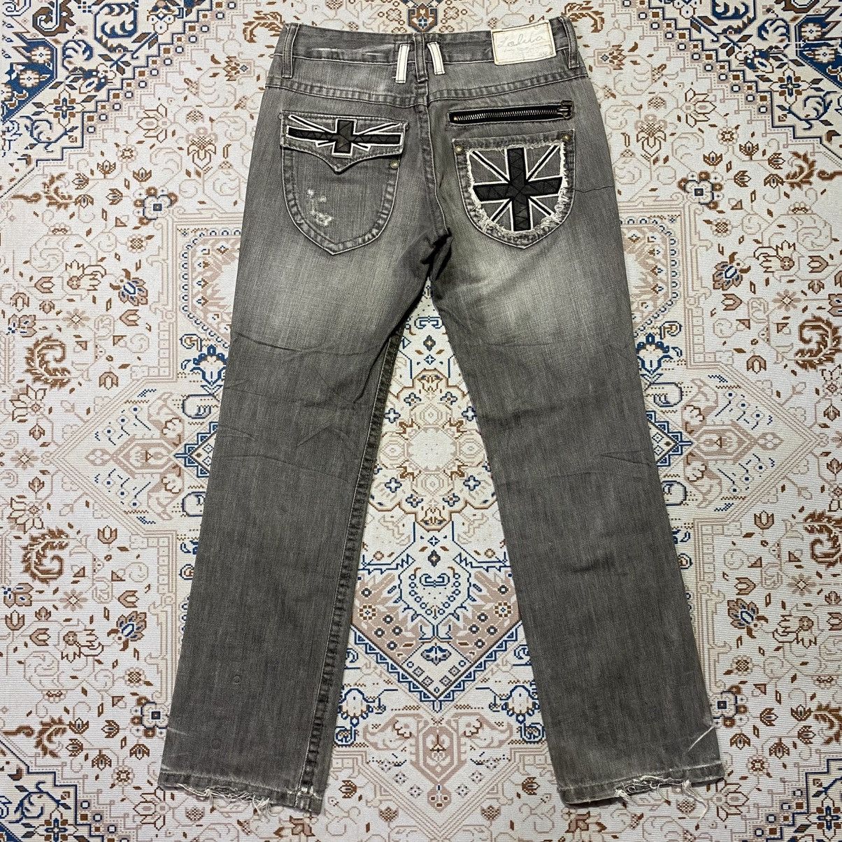 If Six Was Nine × Le Grande Bleu (L.G.B.) 2000s Y2K Lolita Jeans Crossback Grey Washed Jeans Size US 30 / EU 46 - 2 Thumbnail
