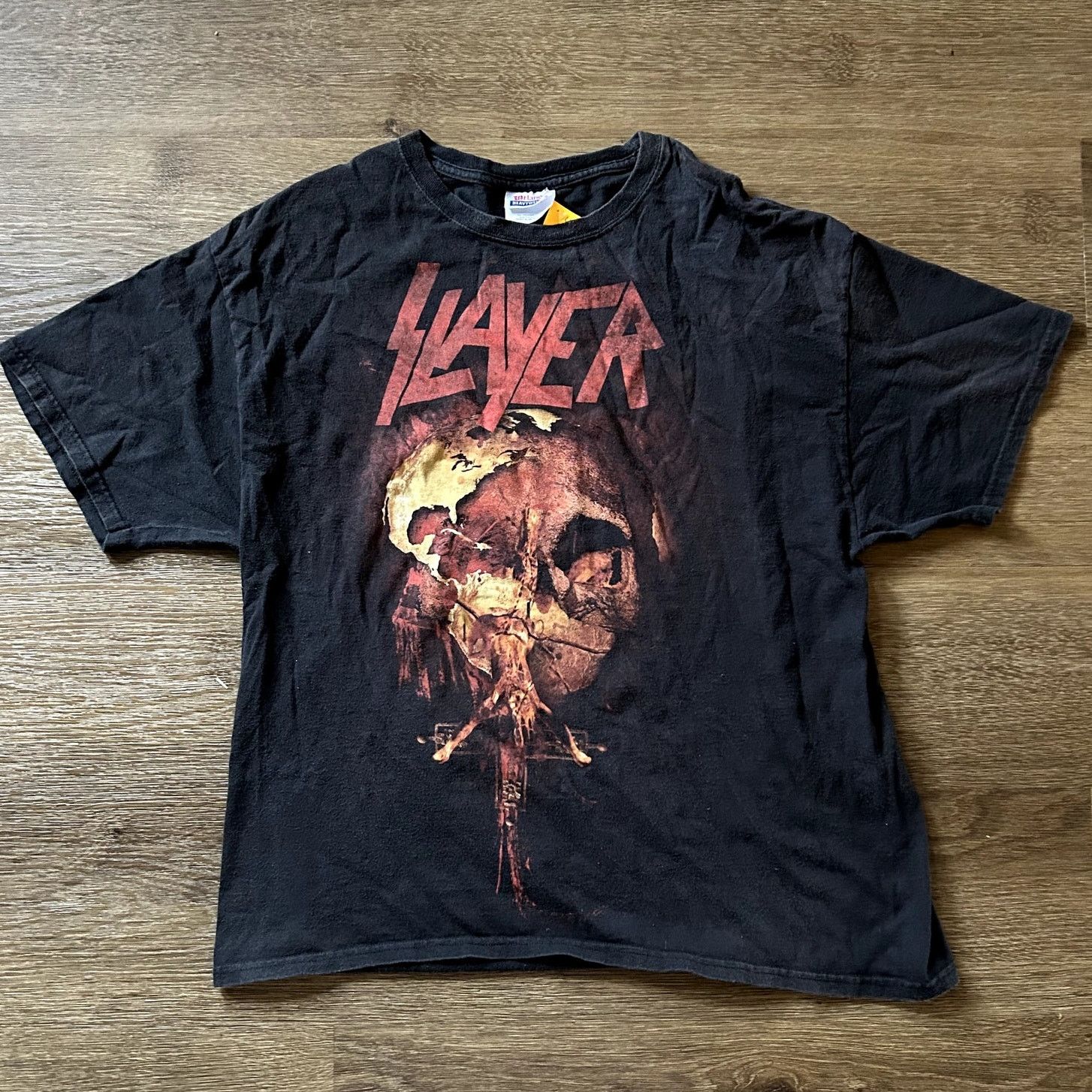 Hanes 2000s Slayer Inverted Cross Thrash Metal Band Size US XL / EU 56 / 4 - 1 Thumbnail