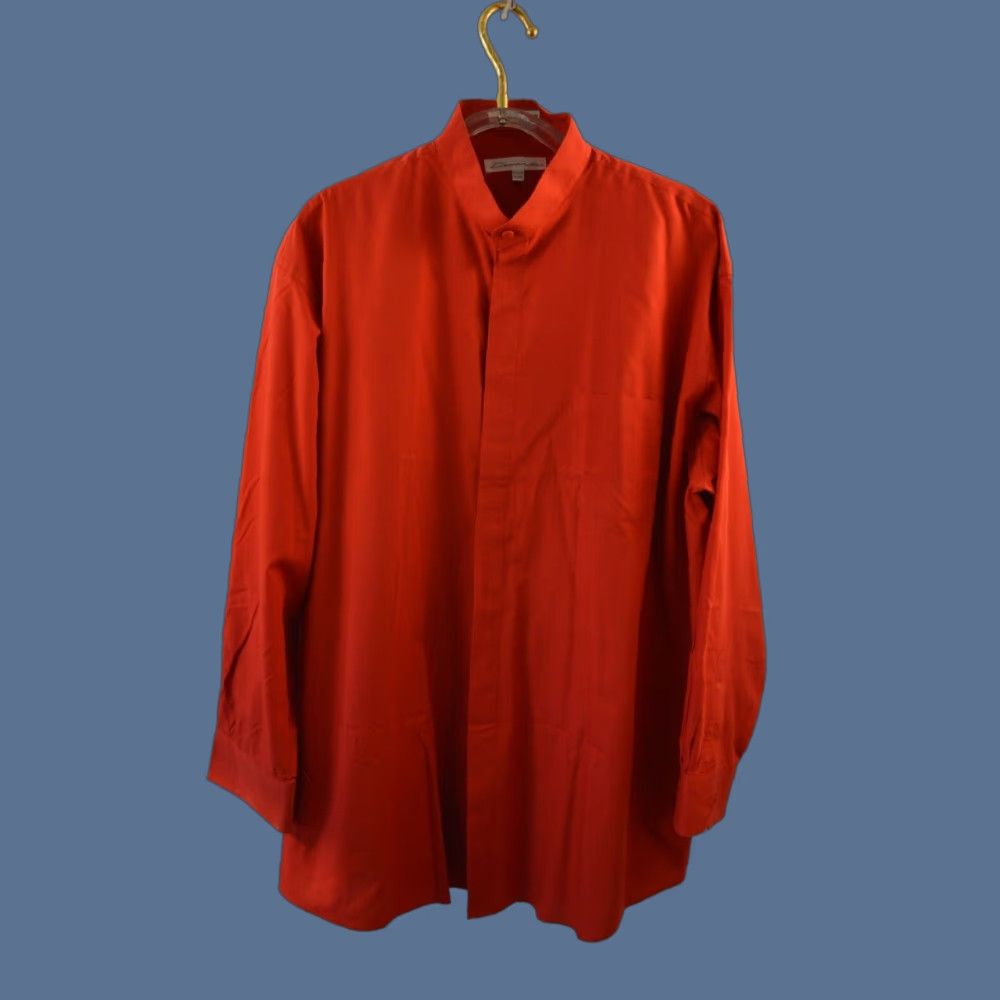 Vintage Damonte Shirt Men Red Long Sleeve Button Up 18.5 Big & Tall Adult Regular Size US XXL / EU 58 / 5 - 1 Thumbnail