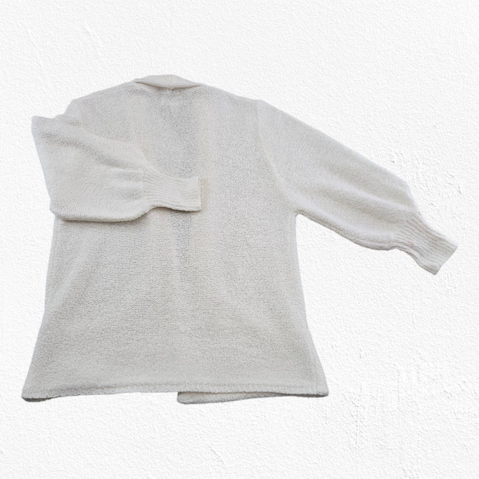 Vintage 90s White Ivory Textured Knit Open Front Cardigan Size 2XL Size XXL / US 16-18 / IT 52-54 - 8 Thumbnail