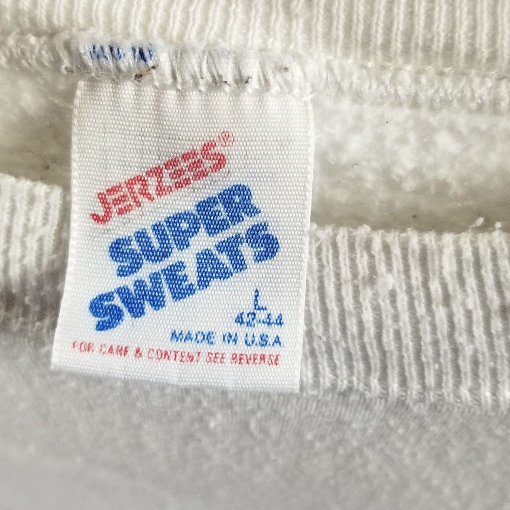 Jerzees VINTAGE Jerzees NuBlend Promo Sweatshirt Shirt Adult Large White 80s 90s Grunge Pullover Mens Size US L / EU 52-54 / 3 - 6 Thumbnail