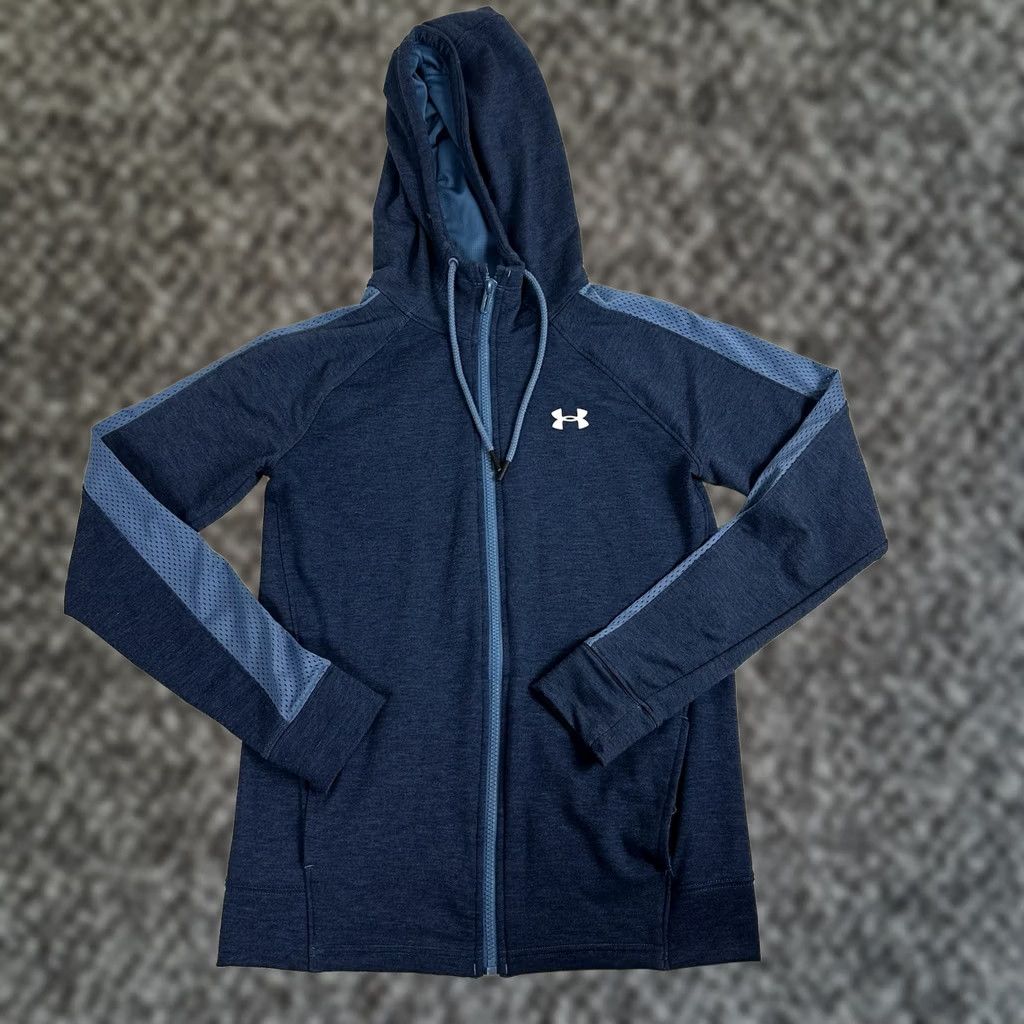 Under Armour Under Armour Sweatshirt Women Small Blue Full Zip Hooded Logo Outdoor Slim Fit Activewear Size S / US 4 / IT 40 - 1 Thumbnail