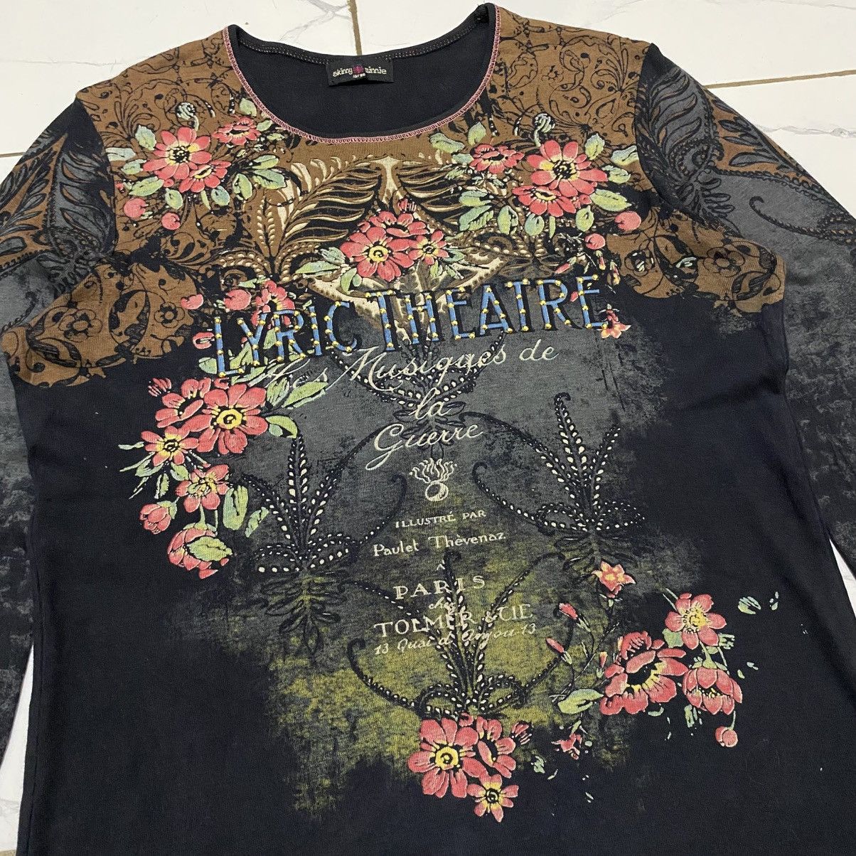 If Six Was Nine 2000s Skinny Minnie Printed Goth Grunge Top Size L / US 10 / IT 46 - 5 Thumbnail