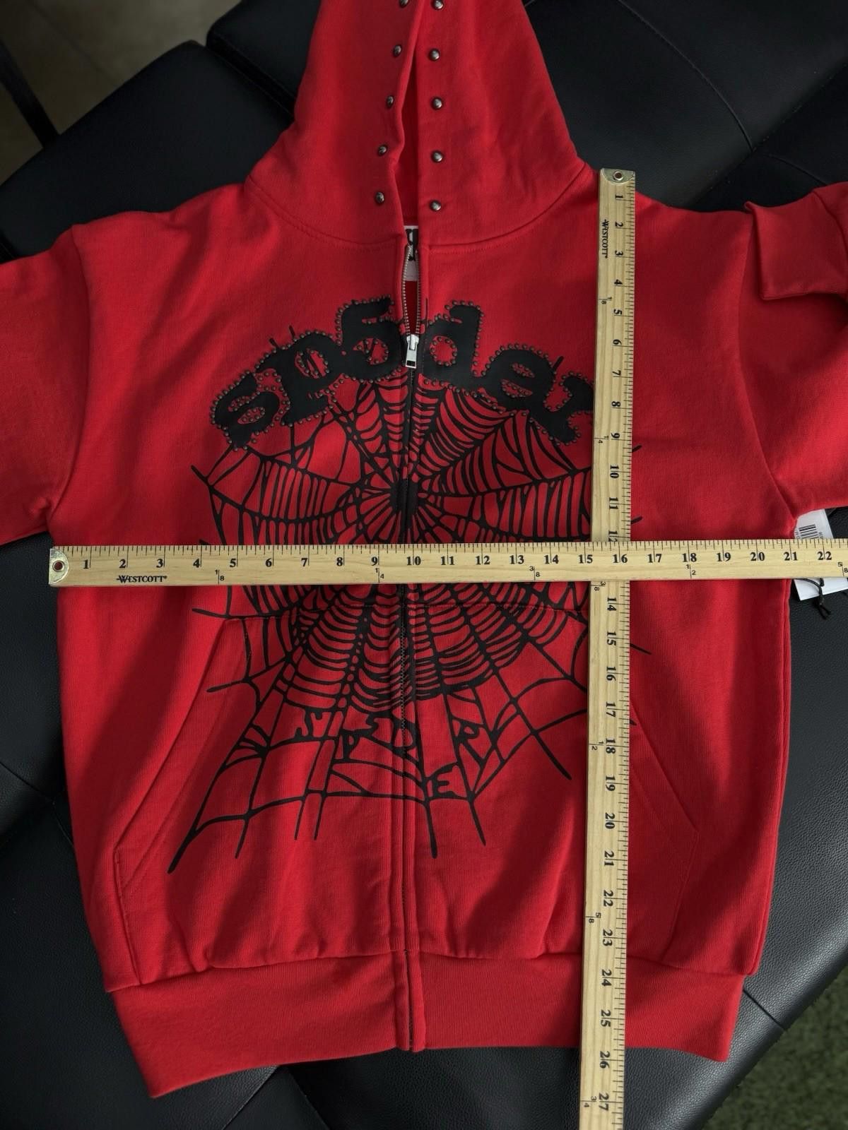 Sp5der Sp5der Worldwide Red Zip Up Studded Hoodie Size Medium (NEW) Size US M / EU 48-50 / 2 - 5 Thumbnail
