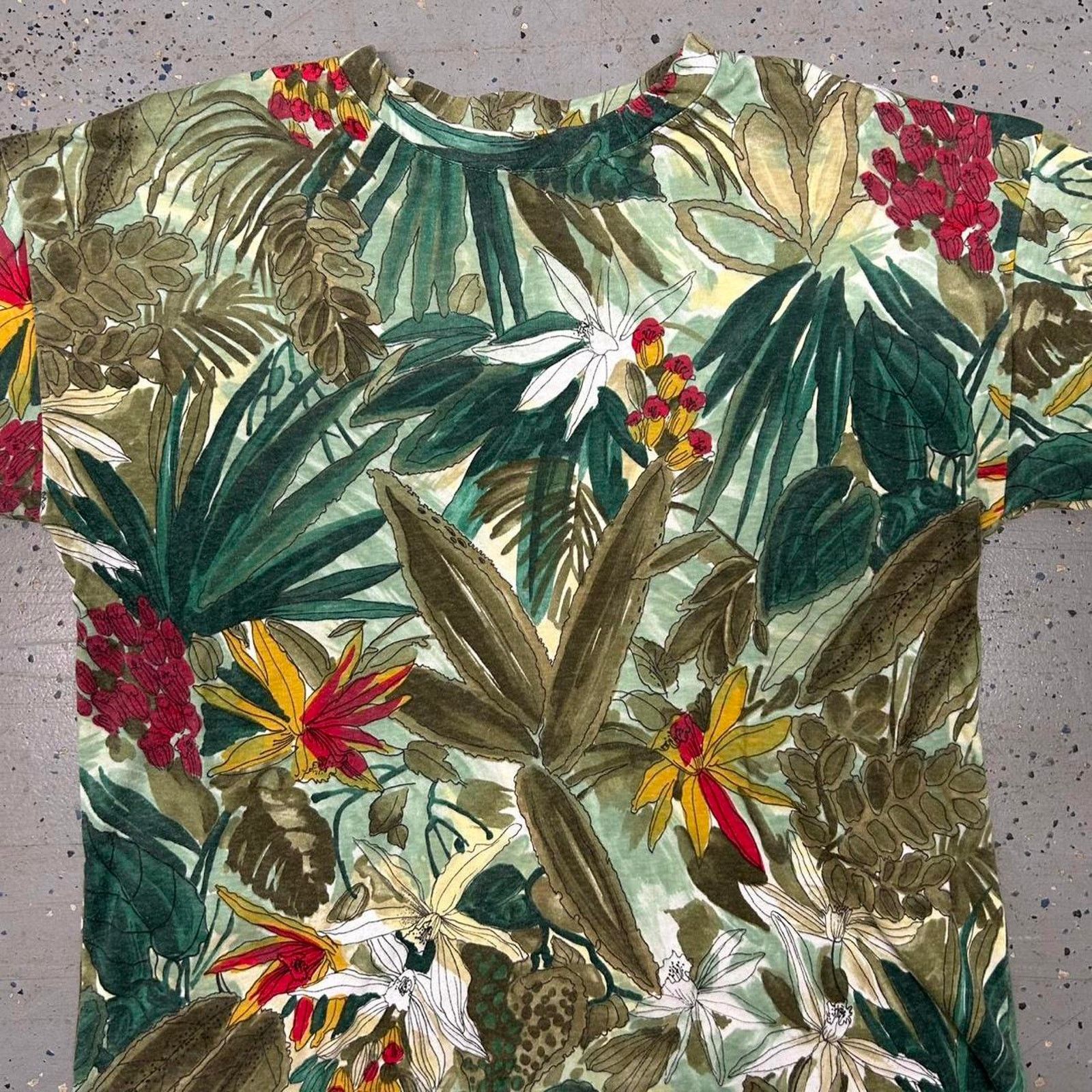 Other Green and multi-coloured vintage 80s Hawaiian floral aop tee Size L / US 10 / IT 46 - 2 Thumbnail