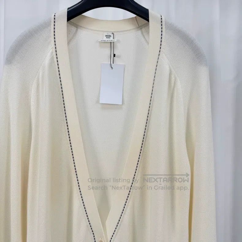 Hermes Hermes Cream white metal pendant wool knitted cardigan Size XS / US 0-2 / IT 36-38 - 3 Thumbnail