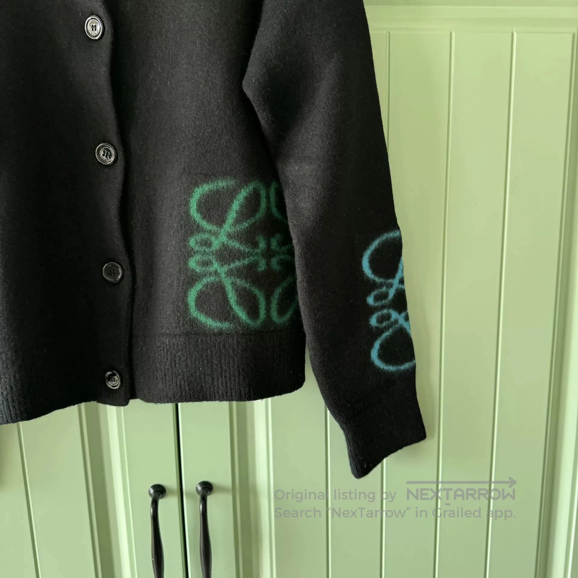 Loewe LOEWE Black Wool Cardigan with Logo. Size S / US 4 / IT 40 - 7 Thumbnail