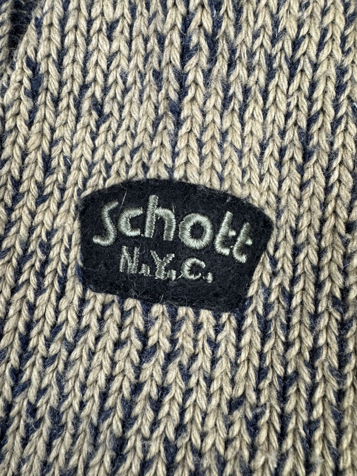 Schott × Vintage Vintage 90s Schott NYC military gear heavy zip knit sweater Size US L / EU 52-54 / 3 - 13 Thumbnail