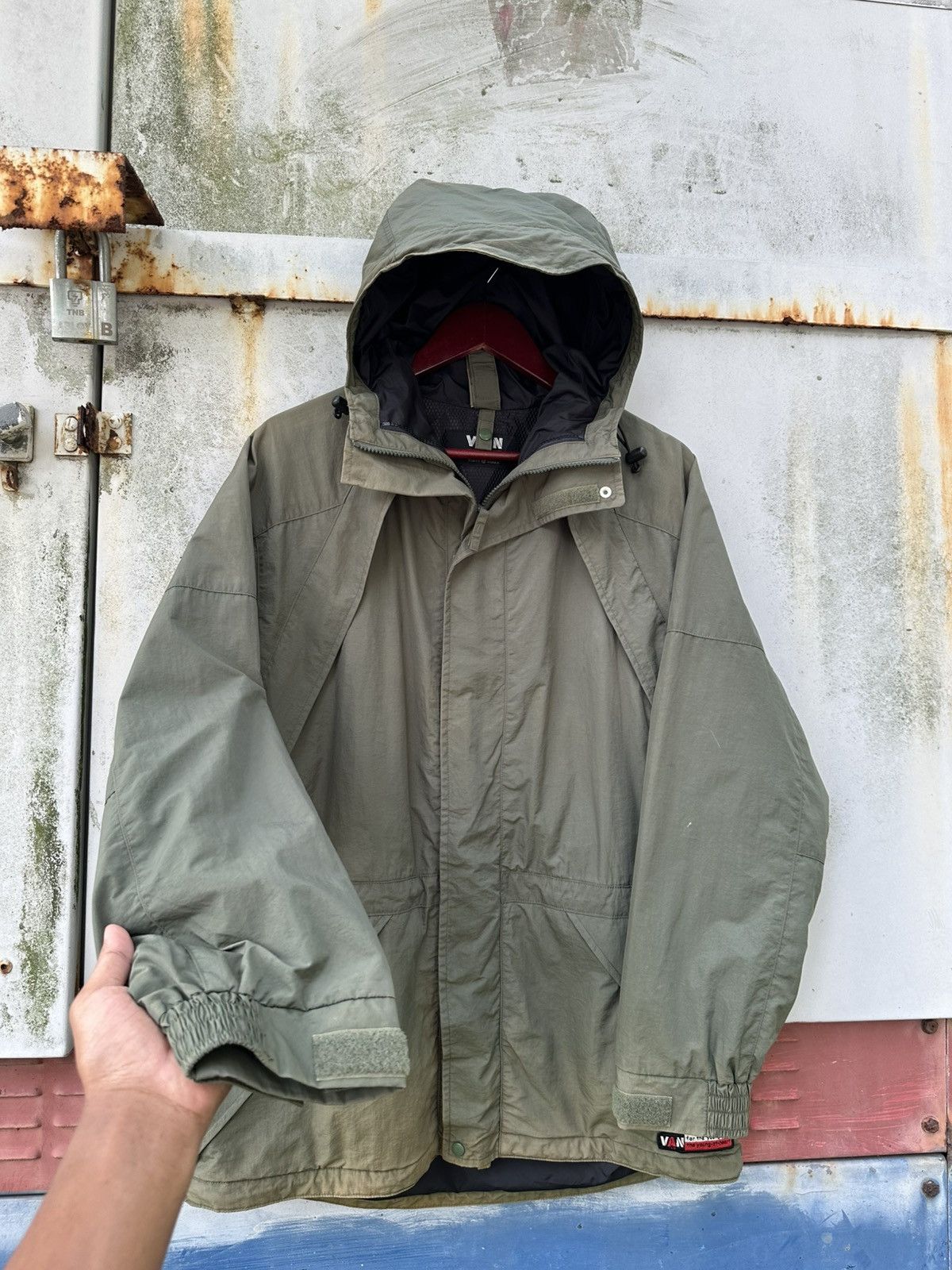 Vintage 👹Vintage Faded Van Sport Hooded Utility Jacket Size US L / EU 52-54 / 3 - 6 Thumbnail