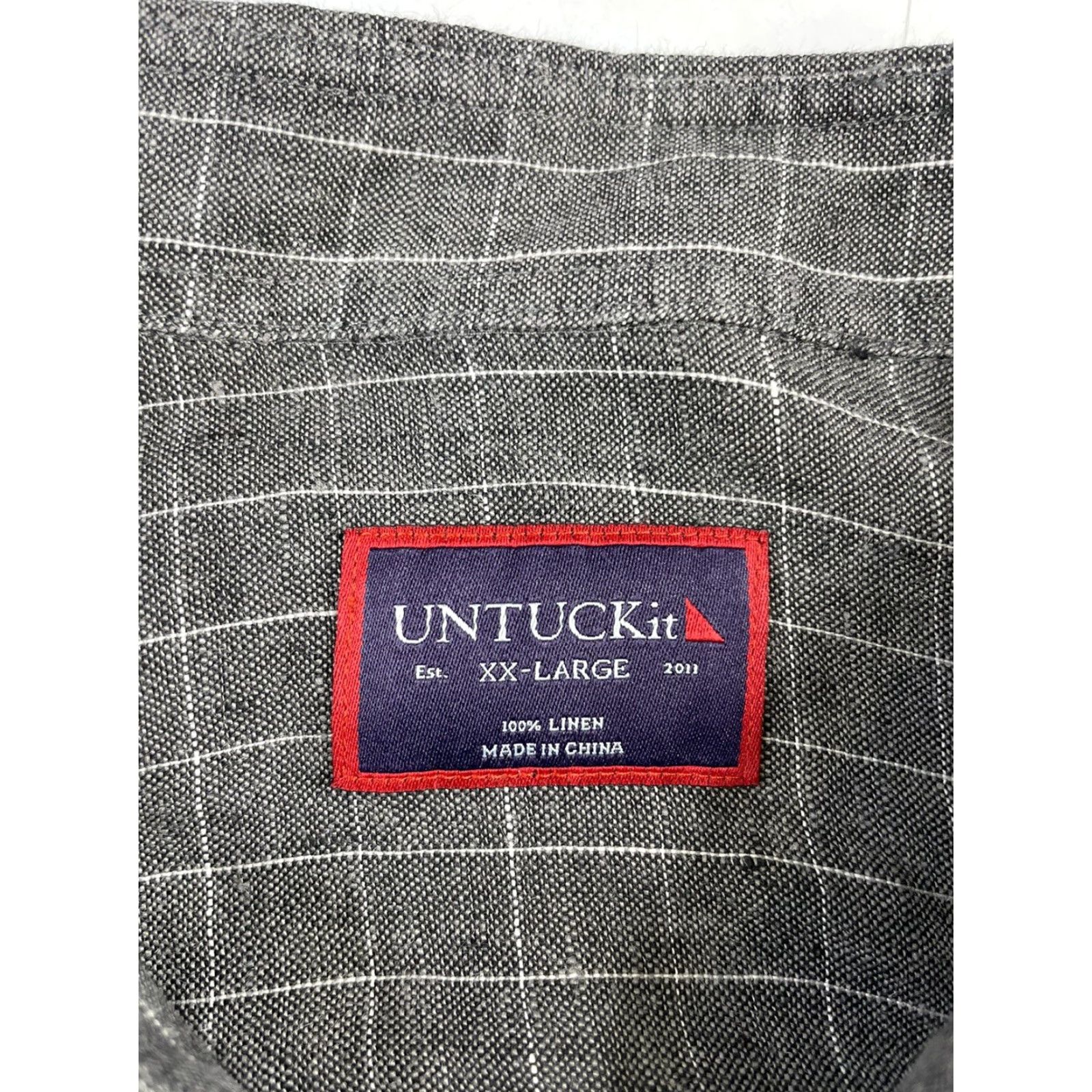 UNTUCKit UNTUCKit Button-Up Shirt 2XL 100% Linen Plaid Long Sleeve Mens Gray Check Size US XXL / EU 58 / 5 - 3 Thumbnail
