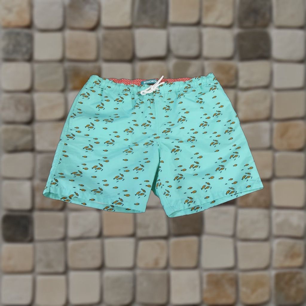 Bonobos Bonobos Board Shorts Mens Large Turquoise Blue Green Fish 7" Size US 33 - 1 Thumbnail