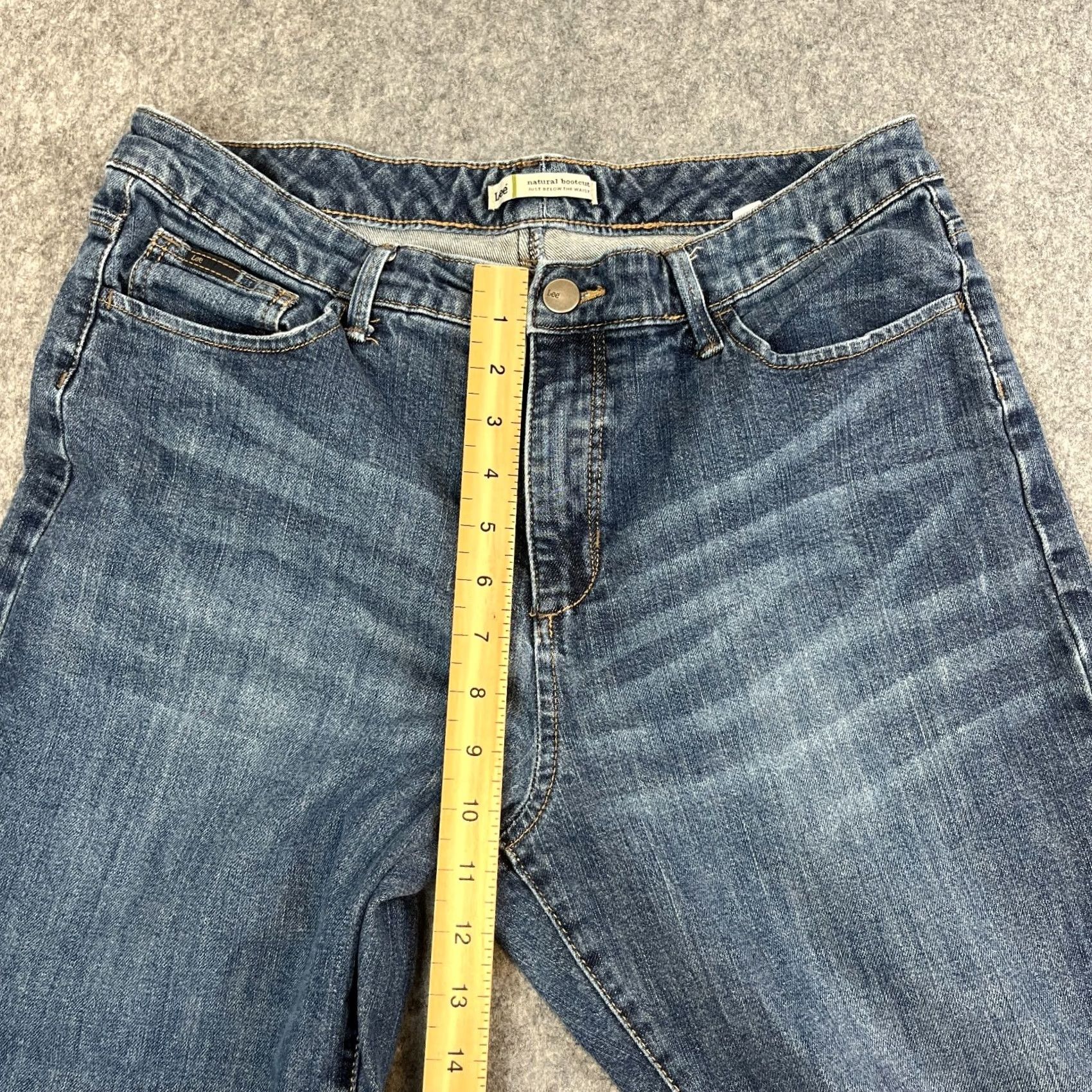 Lee Lee Womens Jeans Bootcut 32 30 UK14 Dark Wash Blue High Waist Denim Regular 5-Pocket Style Slimming Pockets Machine Washable Jeans Mens Womens Girls Size 36" / US 14 / IT 50 - 6 Thumbnail