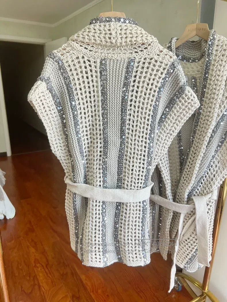 Brunello Cucinelli Brunello Cucinelli Fully Sequin Knit Vest Size M / US 6-8 / IT 42-44 - 4 Thumbnail