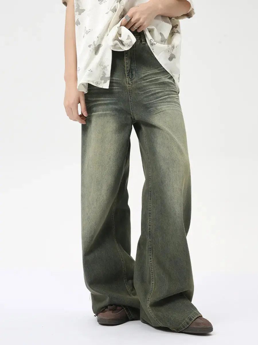 Japanese Brand Retro high street wide leg straight leg jeans Size US 32 / EU 48 - 5 Thumbnail