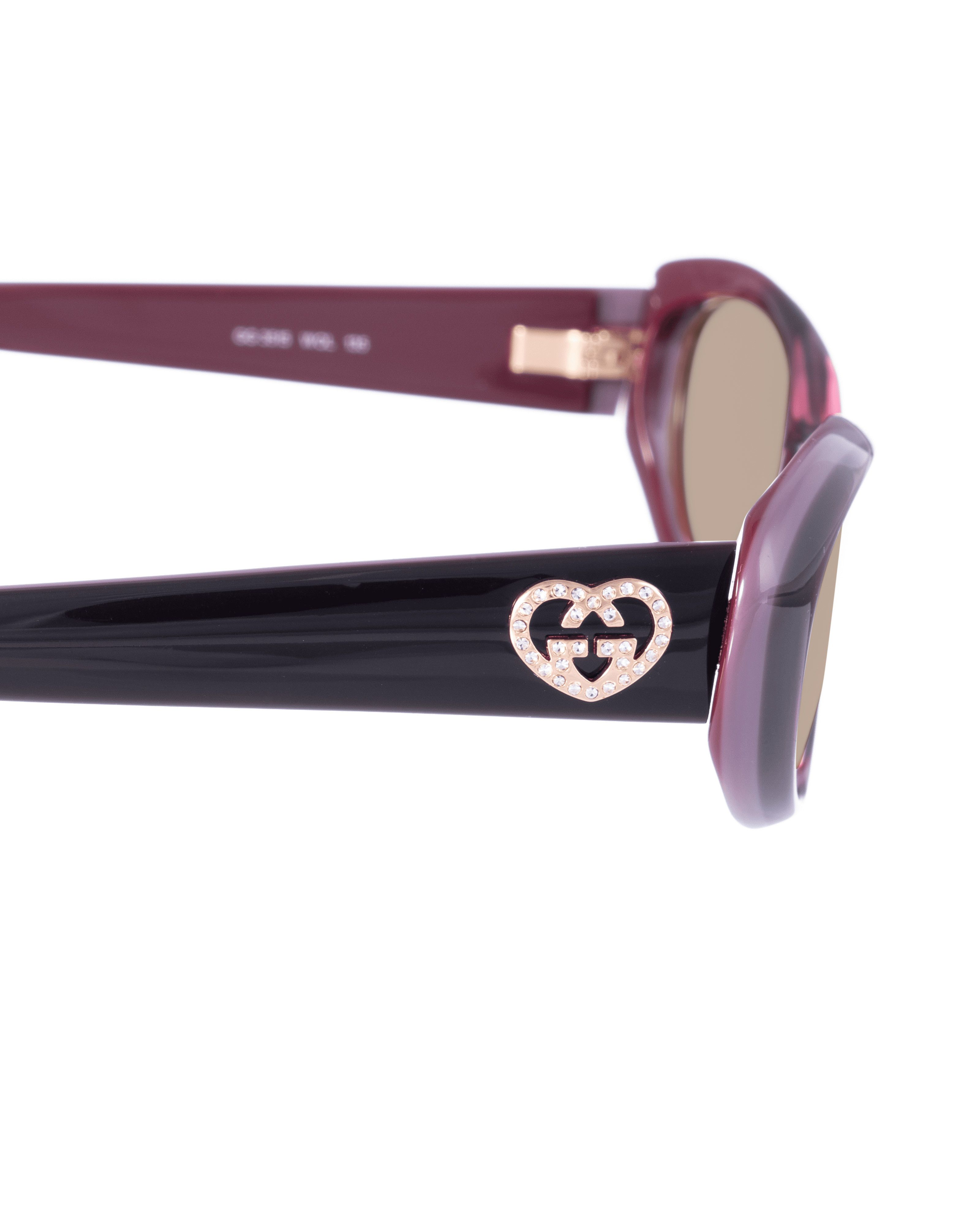 Gucci Gucci 00s Burgundy Violet Cat Eye Sunglasses With Heart Size ONE SIZE - 3 Thumbnail