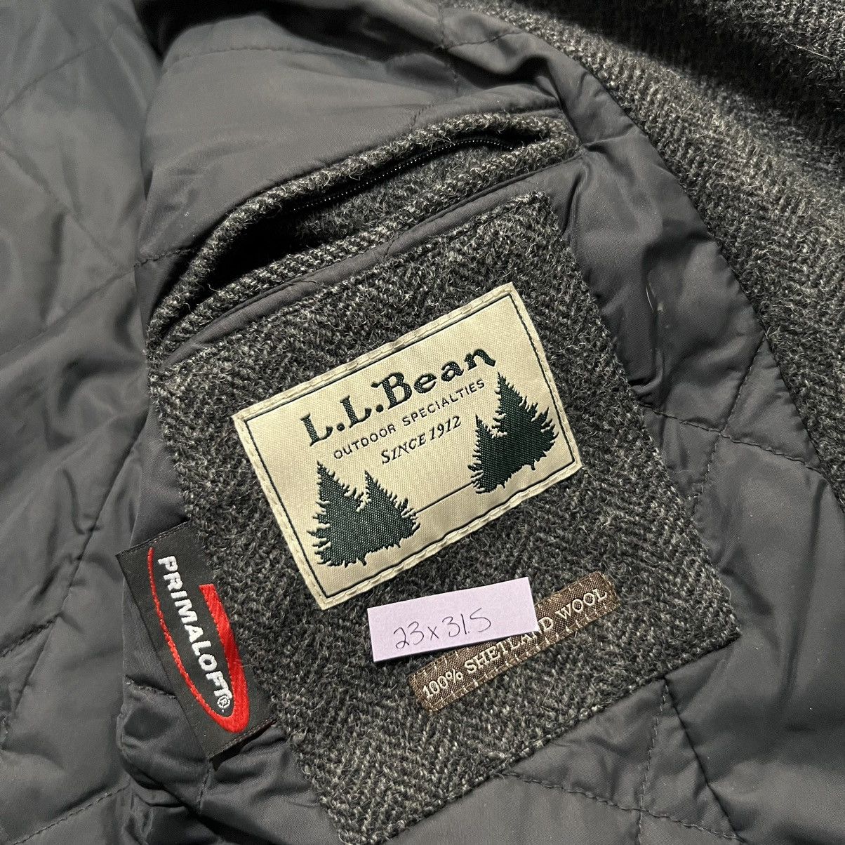 L.L. Bean LL Bean Primaloft Grey Shetland Wool Quilted Blazer Coat Size 46R - 5 Thumbnail