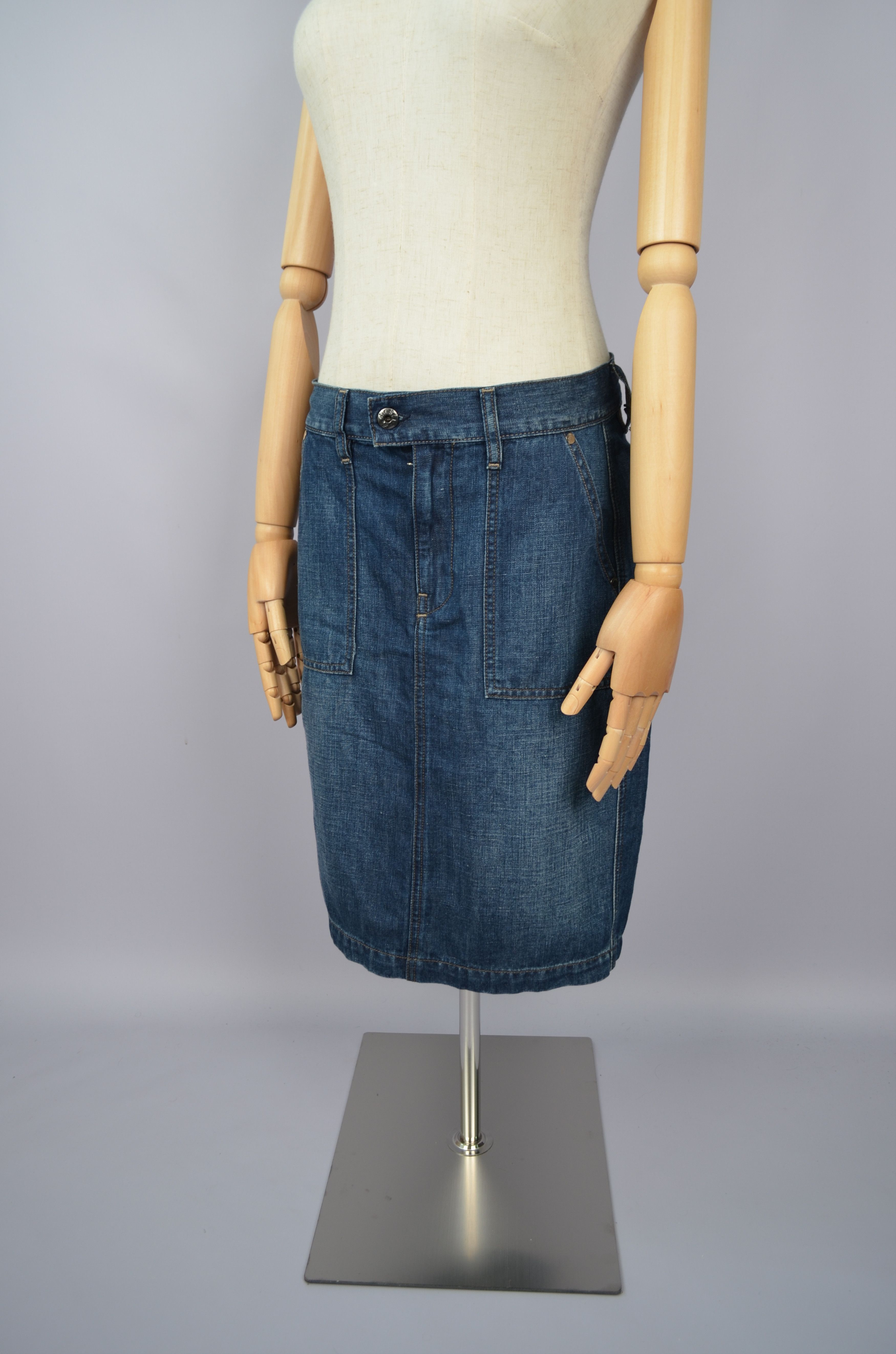 Designer × Diesel Diesel Blue Denim Cotton/Linen Skirt Size W27 NWT Size 27" / US 4 / IT 40 - 14 Thumbnail