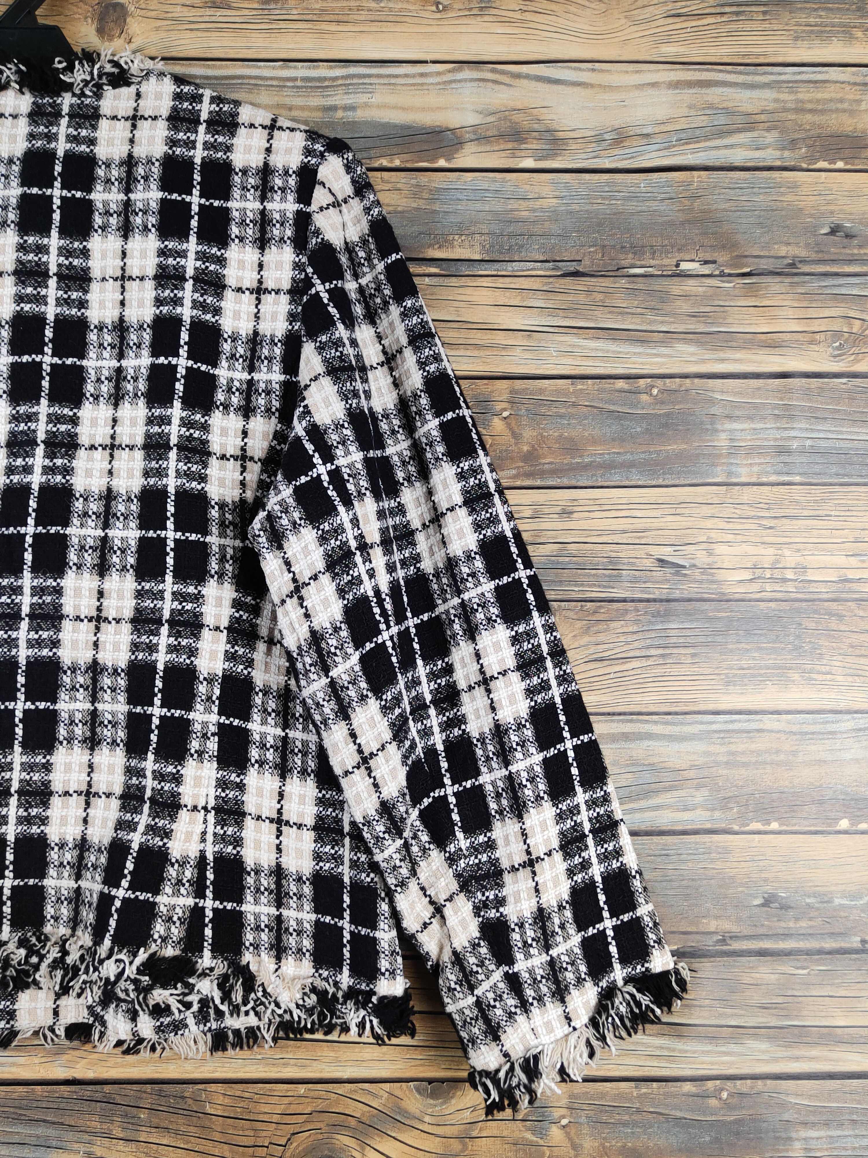 Homespun Knitwear × Japanese Brand × Vintage Japanese Brand Black Ivory Knitwear cardigan jacket #W1939 Size L / US 10 / IT 46 - 9 Thumbnail