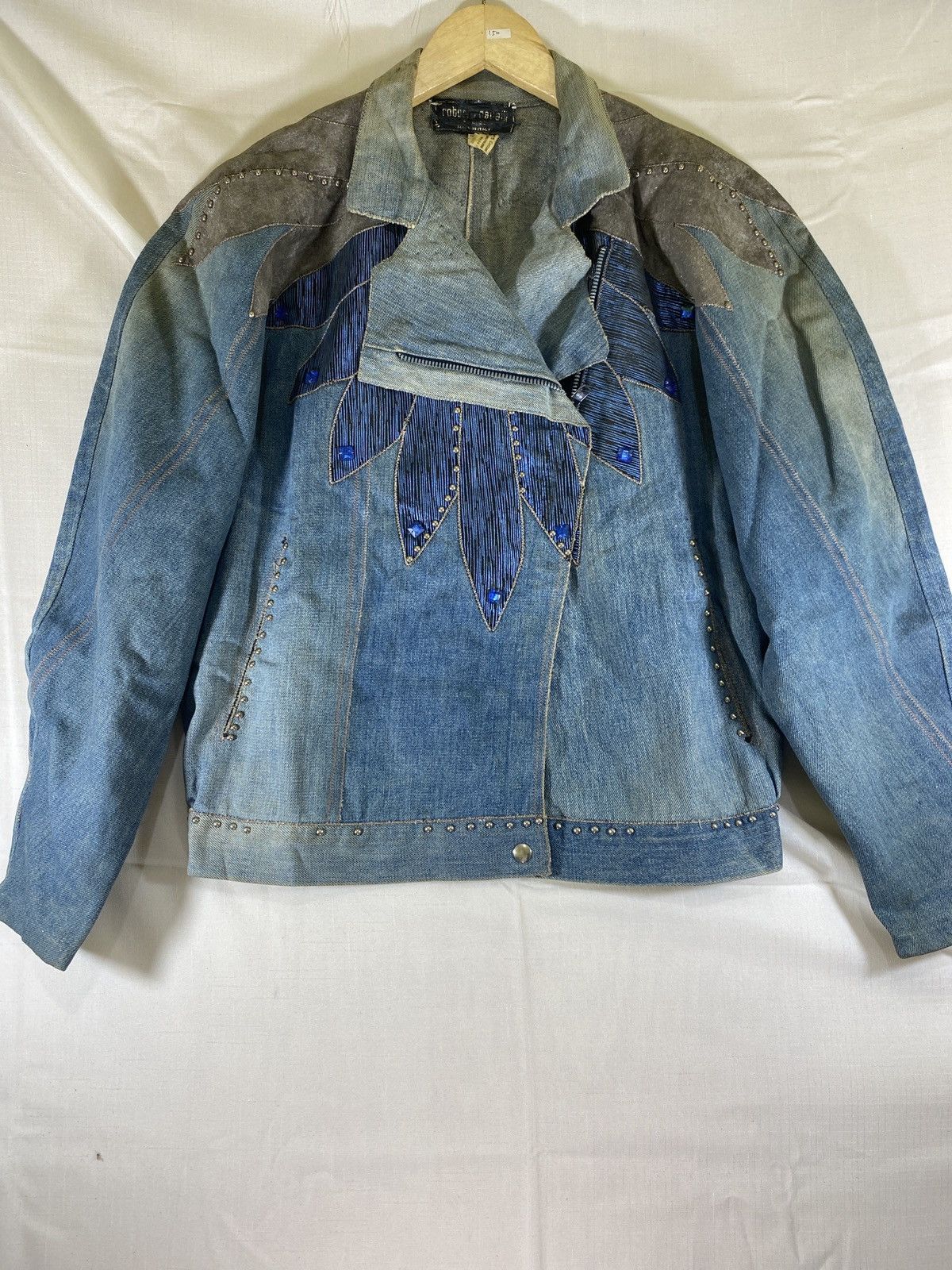 Roberto Cavalli artisanal sidezip studded peacock jacket Size US M / EU 48-50 / 2 - 1 Thumbnail