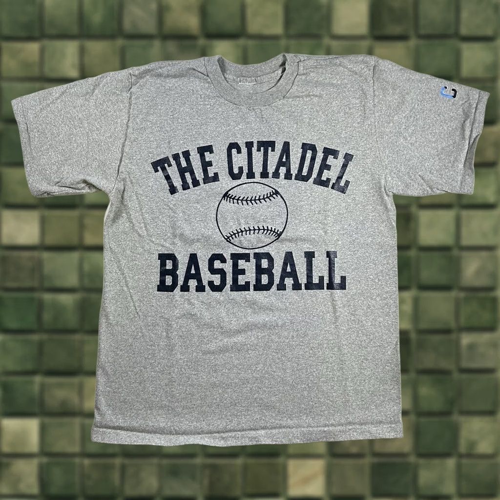 Vintage VINTAGE The Citadel Baseball Logo Shirt Adult Large Heather Gray USA Made The Cotton Exchange Size US L / EU 52-54 / 3 - 1 Thumbnail