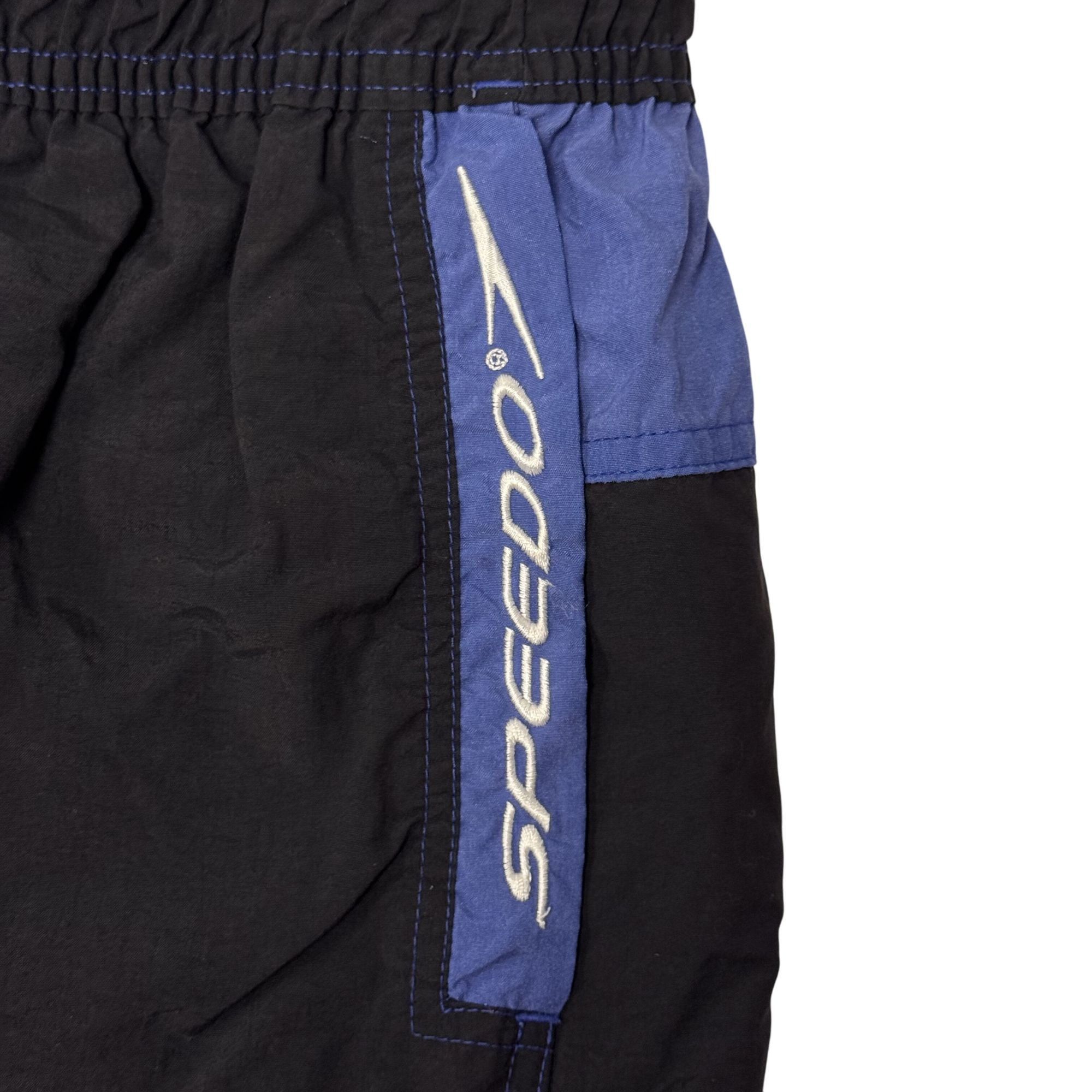 Speedo Vtg Speedo Black Blue Swim Trunks SPELL OUT Logo Shorts Size US 36 / EU 52 - 4 Thumbnail