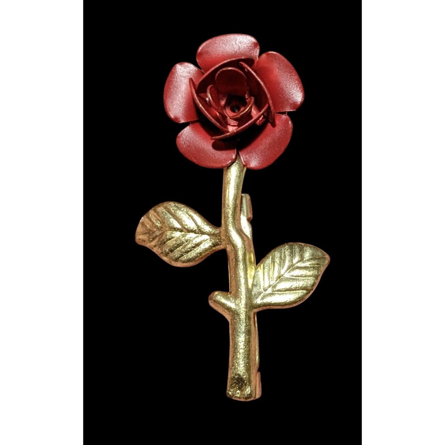 Other Vintage Red And Gold Metal Floral Metal Rose Brooch Size ONE SIZE - 2 Thumbnail