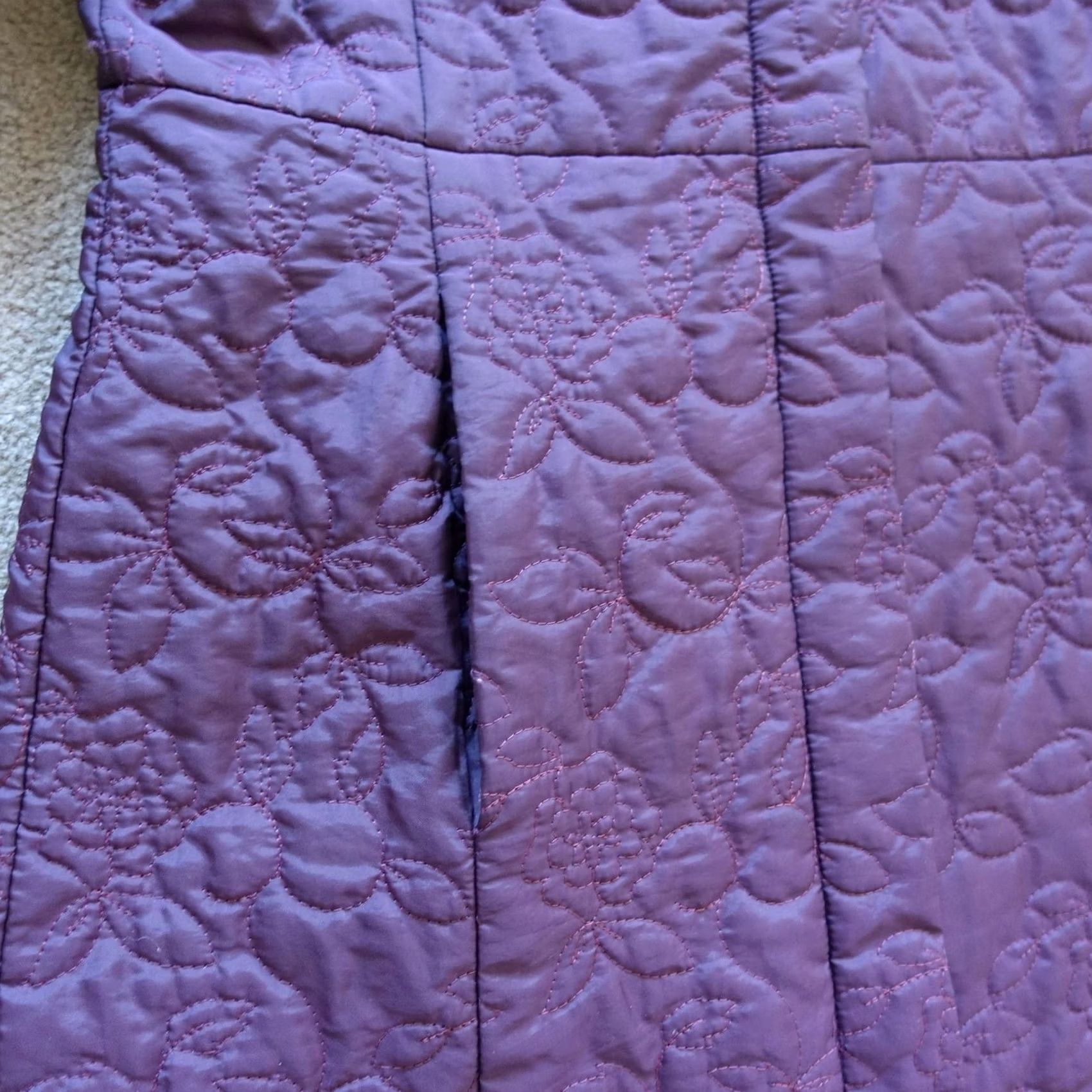 Zara Zara Coat Womens M Purple Quilted Longline Puffer Zip Insulated Nylon Lined Floral Winter Size M / US 6-8 / IT 42-44 - 3 Thumbnail