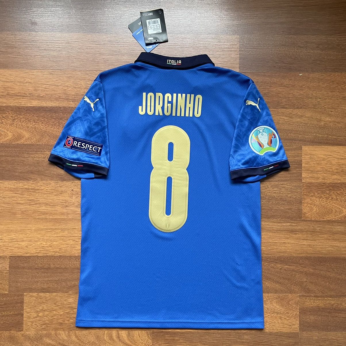 image of NWT Italy Puma 2020 Euro Football Home Jersey 8 Jorginho in Blue, Men's (Size Small)