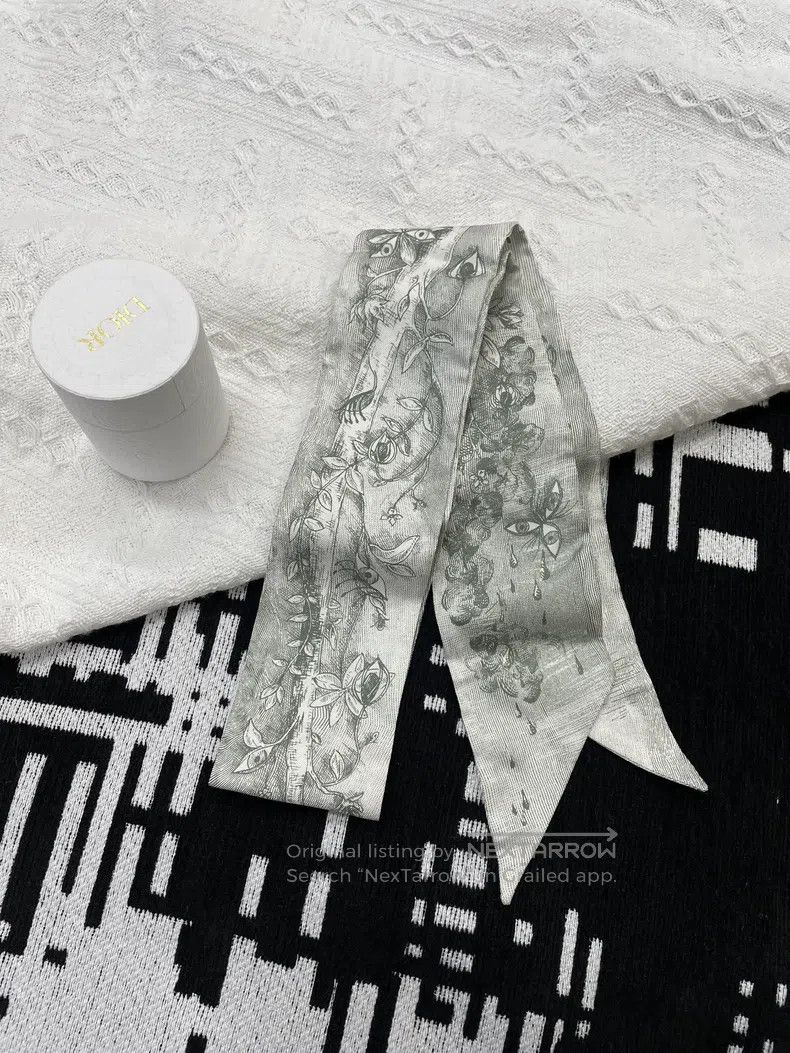 Dior Dior Blue-gray twilly silk scarf Size ONE SIZE - 1 Thumbnail
