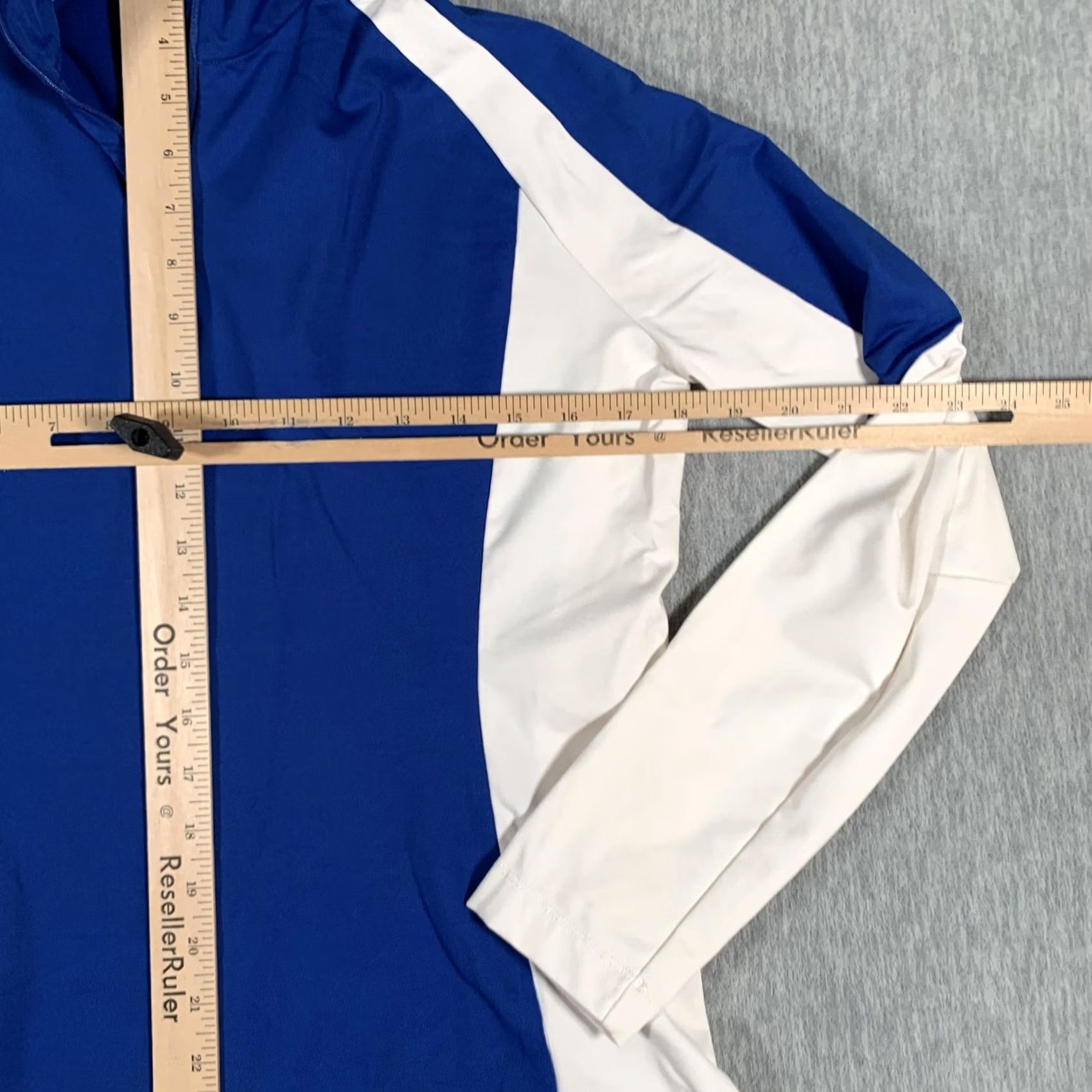 Layer 8 VINTAGE Mountain Force Pullover Womens XL Blue White 1/4 Zip Mock Neck Athletic Fit Ski Base Layer Teens? Size XL / US 12-14 / IT 48-50 - 6 Thumbnail