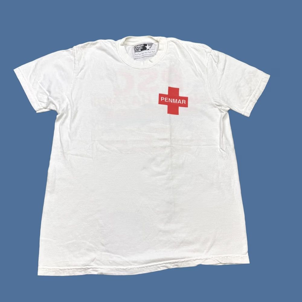 Vintage Penmar Social Club PSC Water Hazard Protection Venice T Shirt Men's M White Sports Short Sleeve Crew Neck Cotton All Seasons Breathable Size US M / EU 48-50 / 2 - 1 Thumbnail