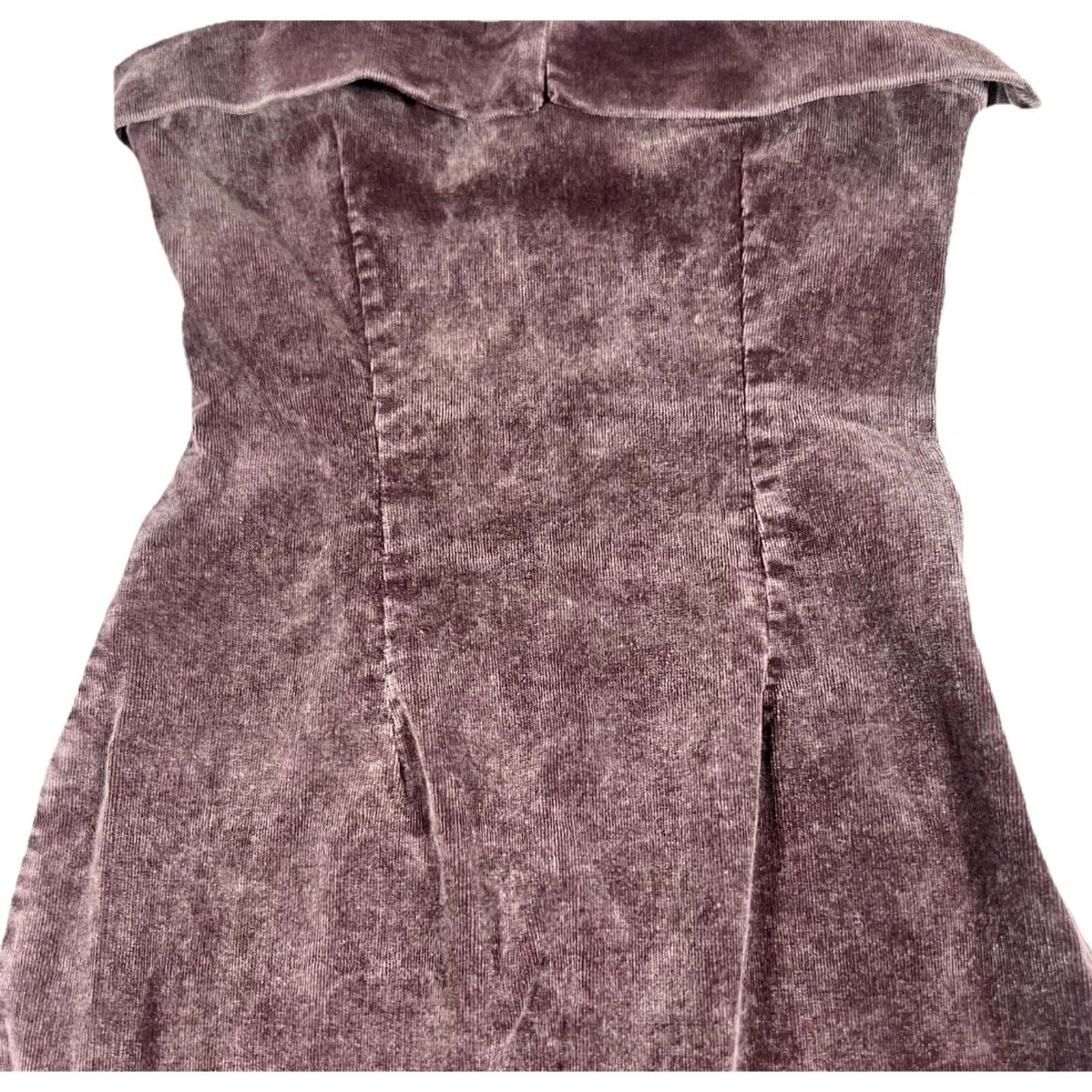 Fashion Nova VINTAGE? No. Fashion Nova Dress Womens Small Brown Always In Style Corduroy Midi Strapless Size S / US 4 / IT 40 - 2 Thumbnail