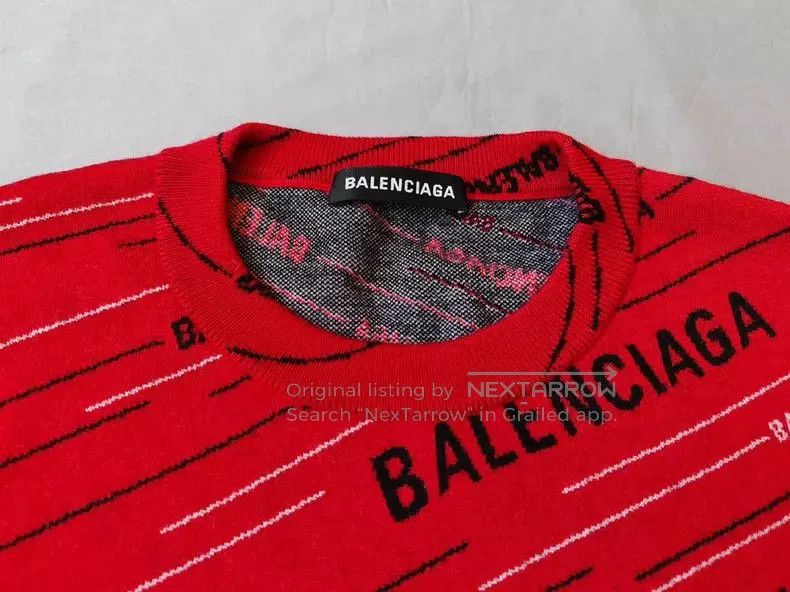 Balenciaga Balenciaga Logo Print Red Wool Sweater. Size US S / EU 44-46 / 1 - 2 Thumbnail