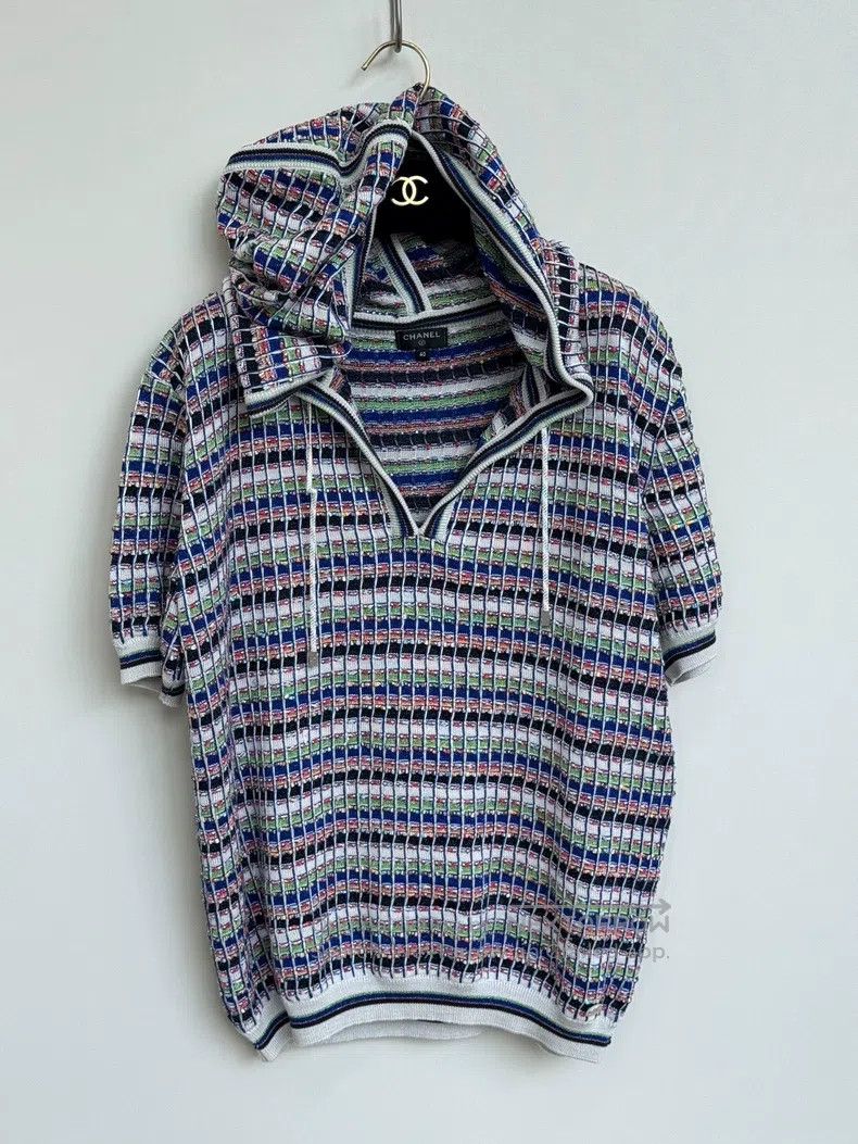 Chanel Chanel Colourful striped mulberry silk braided hooded shor Size S / US 4 / IT 40 - 1 Thumbnail