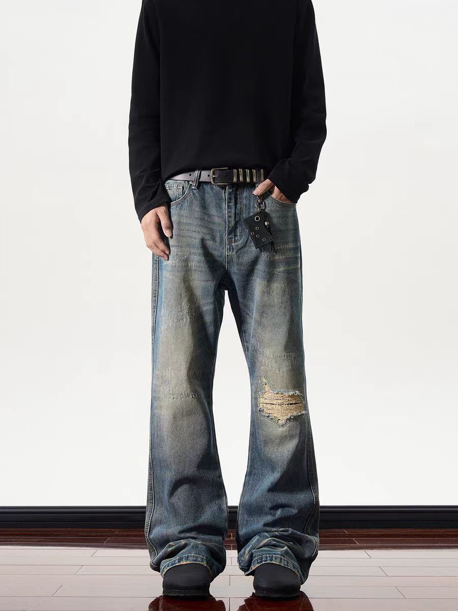 Japanese Brand × Jean High street ripped patched and distressed micro flared jeans Size US 34 / EU 50 - 5 Thumbnail