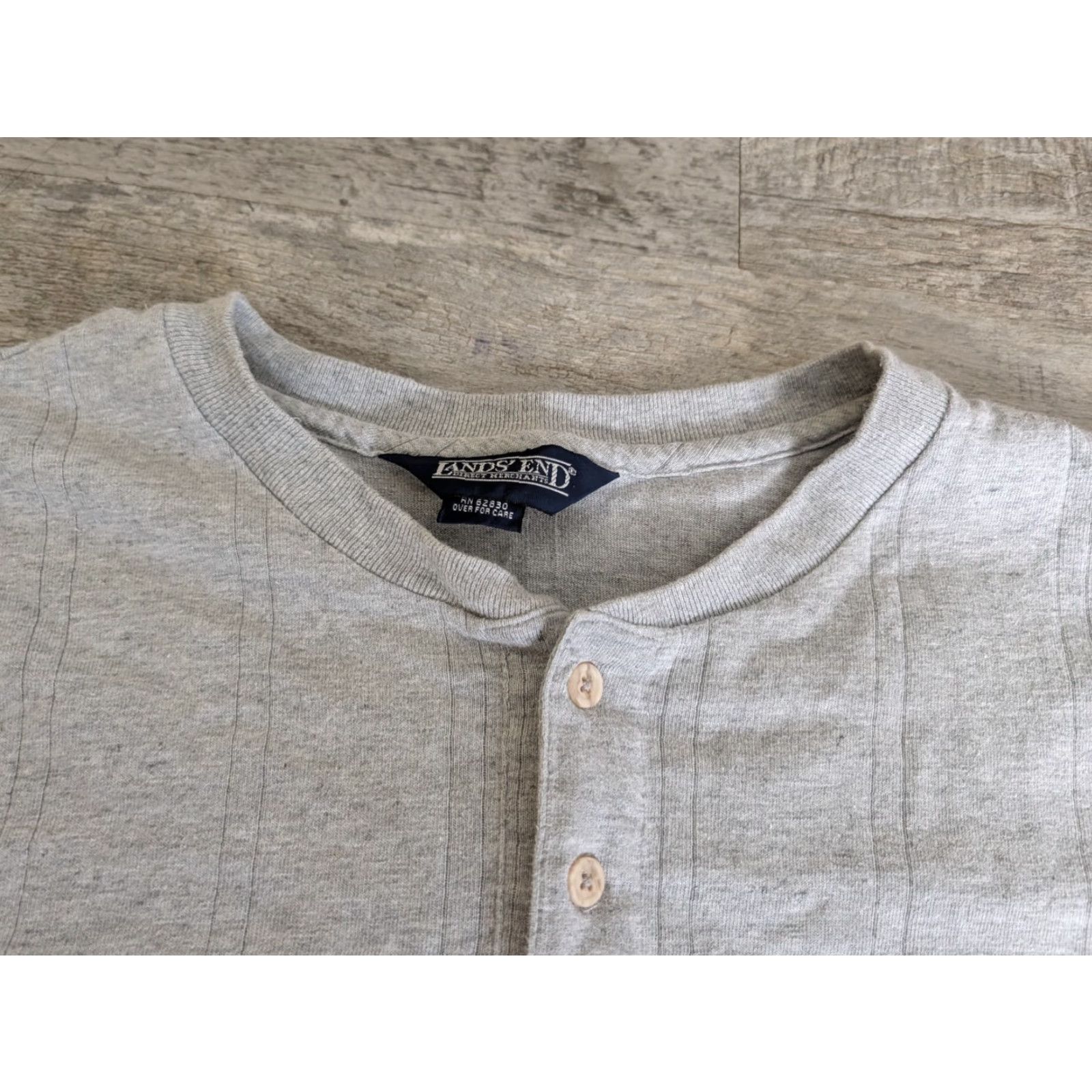 Lands' End VINTAGE Lands' End Long Sleeve Shirt Mens L Gray Henley Thermal Made In USA Shirt Mens L Gray Henley Thermal 80s 90s Outdoor Fall Winter Cotton Knit Size US L / EU 52-54 / 3 - 6 Thumbnail
