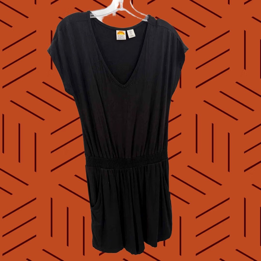 Vintage C&C California Black Short Sleeve Romper Womens Small Size 28" / US 6 / IT 42 - 1 Thumbnail