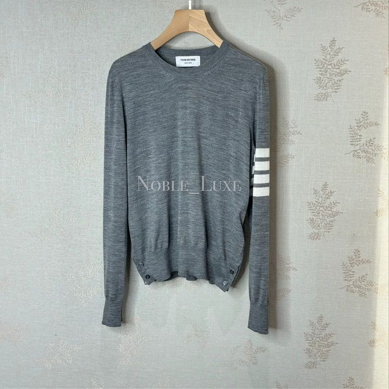 Thom Browne Thom Browne Gray thin cashmere knit sweater Size US XS / EU 42 / 0 - 1 Thumbnail