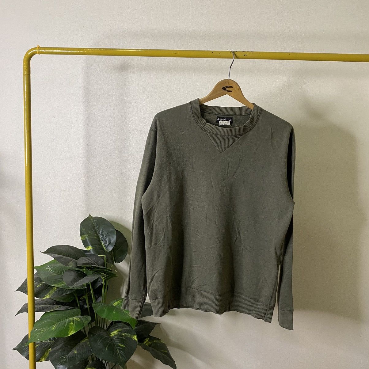 agnes b. Agnes B Homme Olive Blank Crewneck Sweatshirt Size US M / EU 48-50 / 2 - 1 Thumbnail