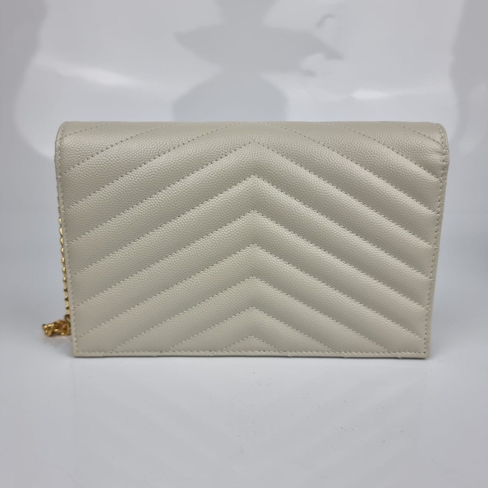 Saint Laurent Paris SAINT LAURENT Cassandre Envelope Crema Soft Grained Leather Size ONE SIZE - 5 Thumbnail